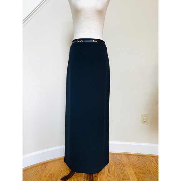 Black dressy midi skirt with gold belt detail, 12 - Picture 10 of 13